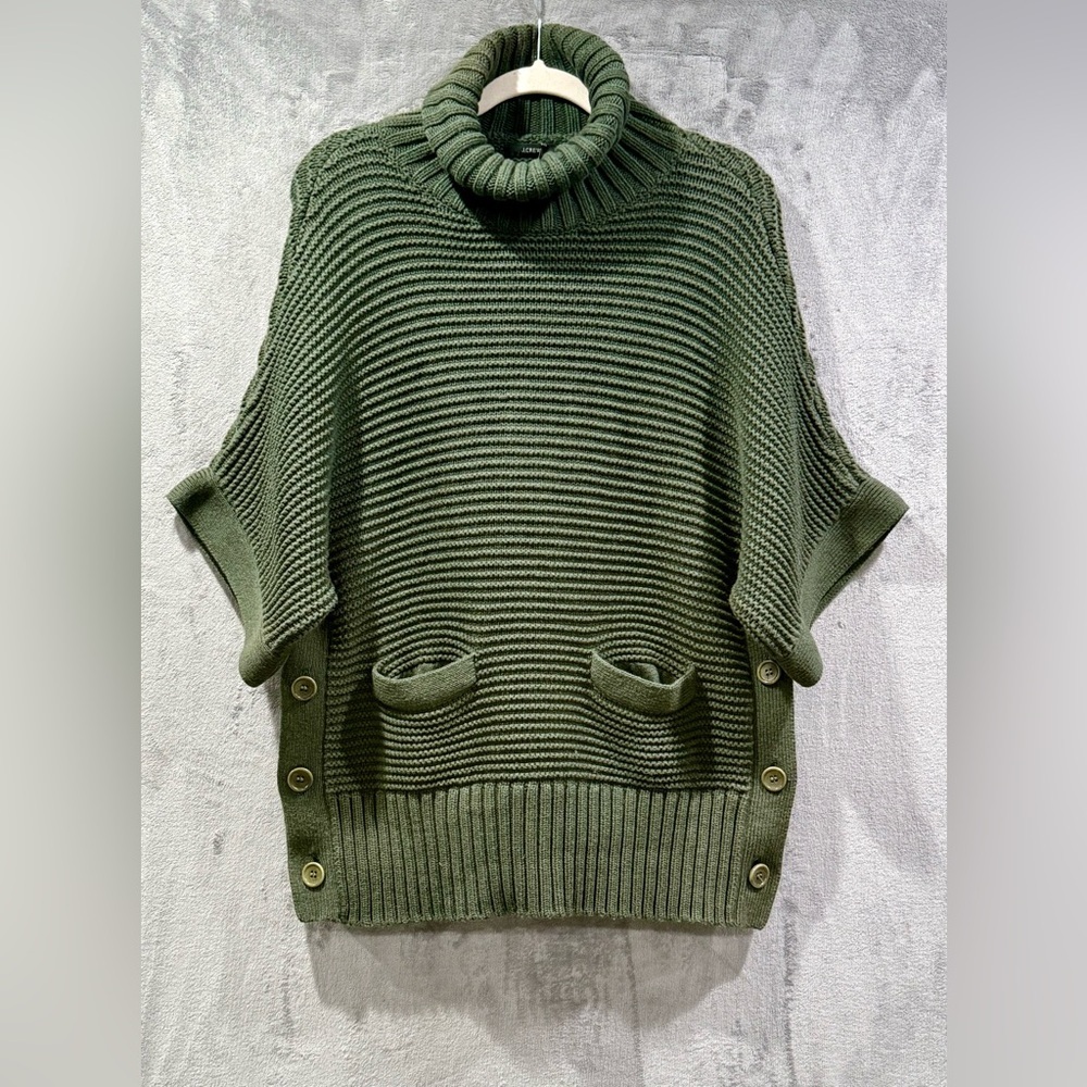 J.Crew Wool Blend‎ Turtleneck Poncho Sweater Women’s Size S Forest Green